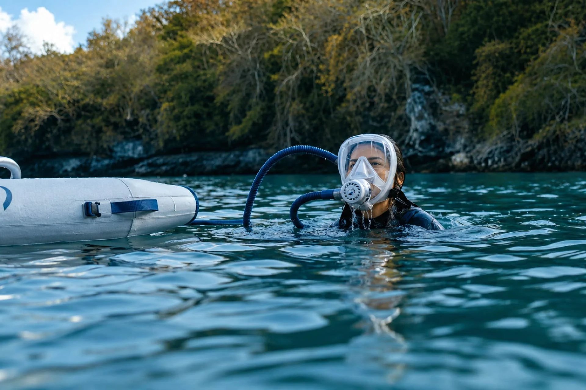 Plongeuse avec le Easybreath Dive - Crédit photo : Decathlon